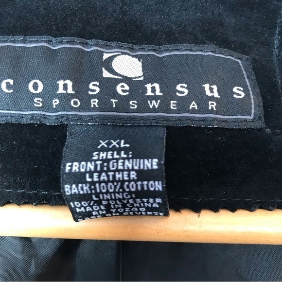 CONSENSUS Sportswear suede leather men’s XXL button vest.  Black.  New with tags - Picture 5 of 6